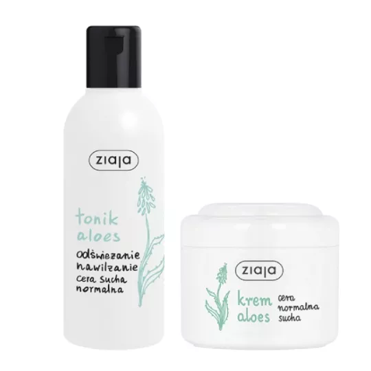 Zestaw Ziaja Aloes - Krem aloesowy cera sucha i normalna, 100 ml + tonik do  twarzy cera sucha i normalna, 200 ml,  opinie, skad i cena | Apteka  Nowa Farmacja
