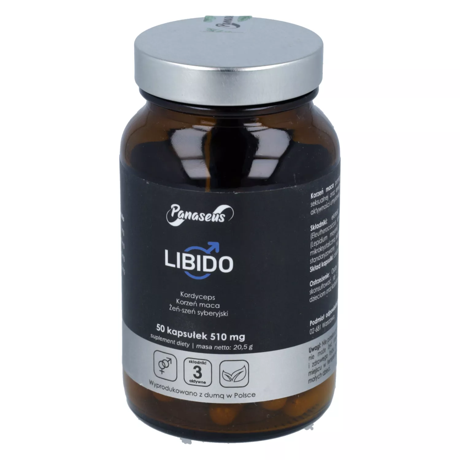 Complément Alimentaire Panaseus Libido Male 510 Mg - Boîte De 50 Capsules, Neuf Sous Blister