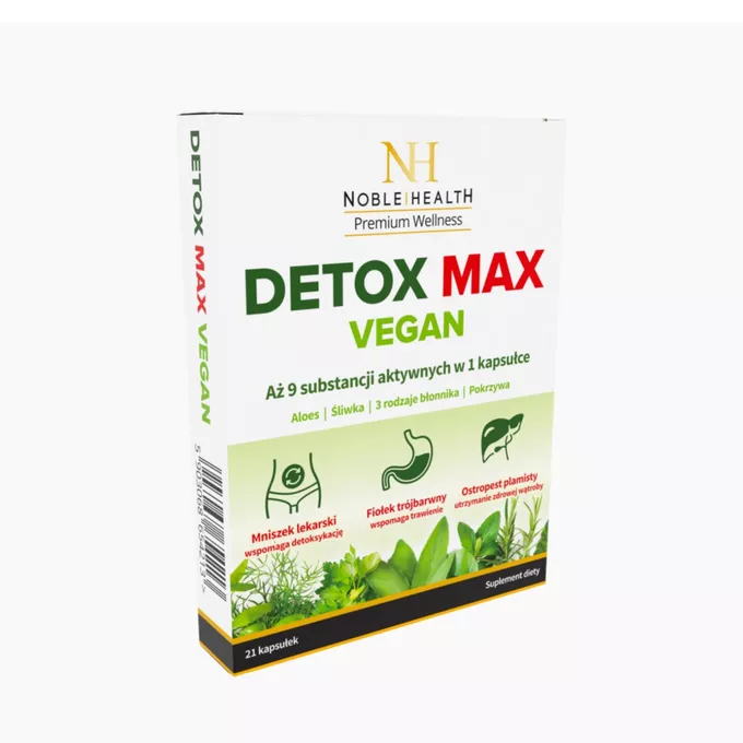 Edrox Max NOBLE HEALTH Detox Max Vegan - suplement diety na układ trawienny, 21 ...