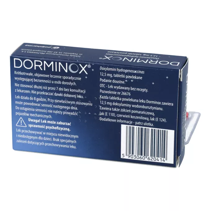 Dorminox 12,5 mg, 14 tabletek powlekanych – opinie, skład i cena ️ ...
