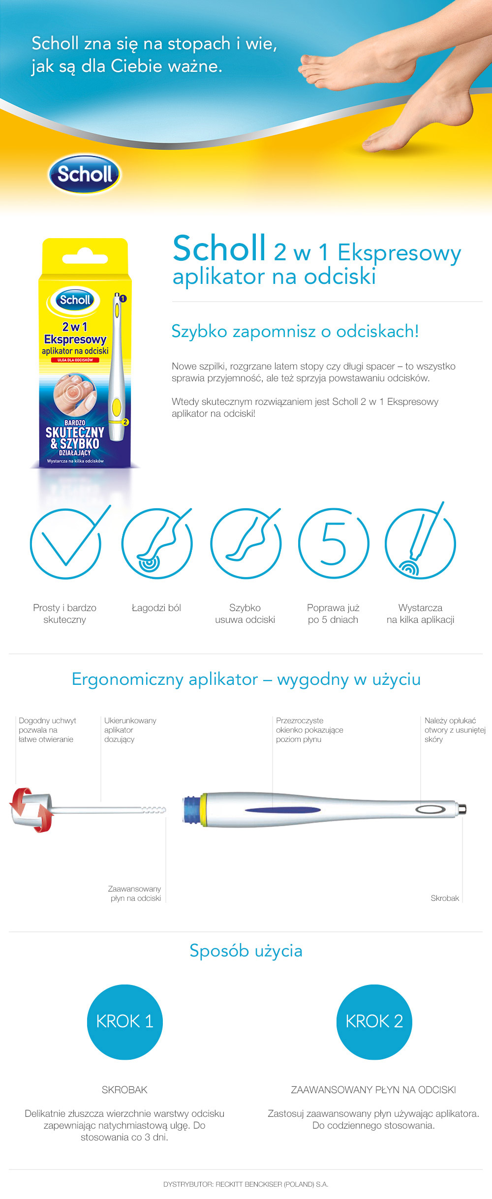 Scholl - 2 w 1 ekspresowy aplikator na odciski, 1 ml