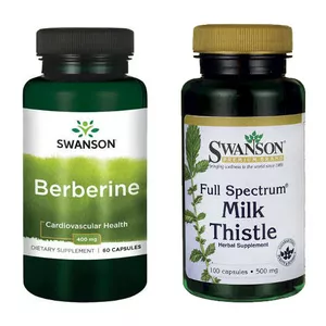 Swanson - ZESTAW: Berberine - berberyna + Full Spectrum Milk Thistle - ostropest plamisty