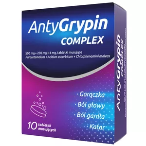 AntyGrypin Complex (500 mg + 200 mg + 4 mg), 10 tabletek musujących