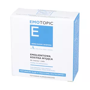 EMOTOPIC - emolientowa kostka myjąca do twarzy i ciała do codziennego stosowania, 100 g