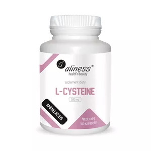 Aliness - L-Cysteine 500 mg, włosy skóra, paznokcie, 100 kapsułek
