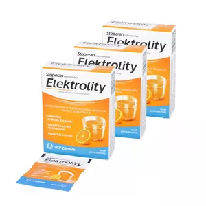 ZESTAW: 3 x Stoperan Elektrolity - do postępowania dietetycznego w biegunce, smak pomarańczowy, saszetki, 7 sztuk