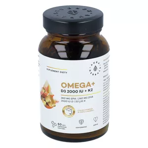 Aura Herbals Omega + Witamina D3 2000 IU + K2, 60 kapsułek