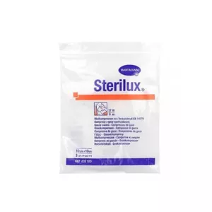 Sterilux - kompresy gazowe, jałowe 10x10 cm, 17-nitkowe, 8-warstwowe, 3 sztuki