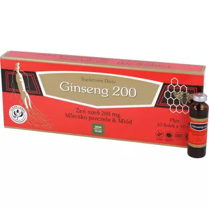 Ginseng 200 żeń-szeń i mleczko pszczele i miód, 10 fiolek x 10 ml