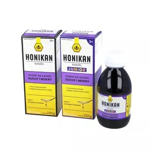 ZESTAW: Honikan - Kaszel, syrop na kaszel suchy i mokry, 230 g + Honikan - Kaszel JUNIOR, syrop na kaszel suchy i mokry dla dzieci od 3. lat, 230 g