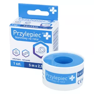 Zdrowe Korzyści Plus+, przylepiec tkaninowy, 5 m x 2,5 cm, 1 sztuka