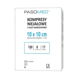 Pasomed - Kompres niejałowe 10 x 10 cm 17-nitkowe 8-warstwowe, 100 sztuk