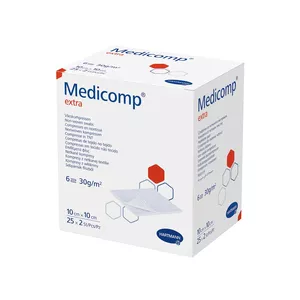 MEDICOMP Extra - kompresy jałowe, 6-warstwowe, 10 cm x 10 cm, 50 sztuk
