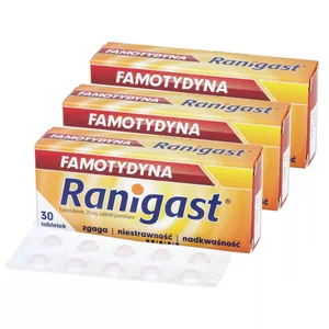 ZESTAW: 3 x Ranigast Famotydyna 20 mg, 30 tabletek