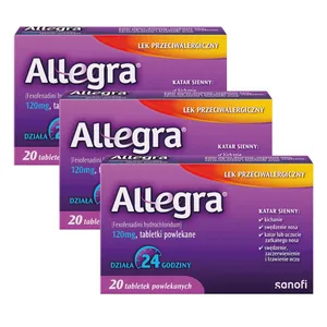 ZESTAW: 3 x Allegra 120 mg, 20 tabletek