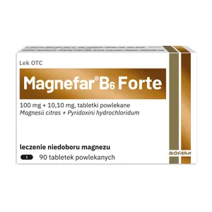 Magnefar B6 Forte 100 mg + 10,10 mg, magnez z witaminą B6, 90 tabletek powlekanych