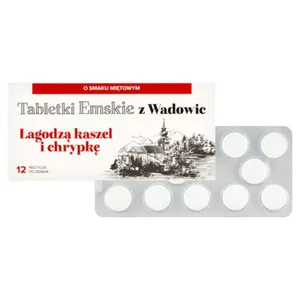Tabletki Emskie z Wadowic, łagodzą kaszel i chrypkę, 12 tabletek