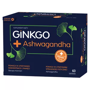 Zdrowe Korzyści Ginkgo + Ashwagandha, 60 tabletek