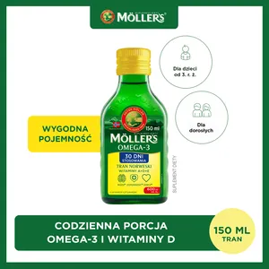 Mollers Omega-3 Tran Norweski, aromat cytrynowy, 150 ml
