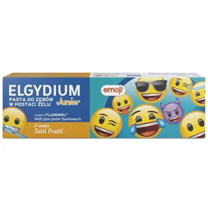 ELGYDIUM Junior Emoji - pasta do zębów w postaci żelu dla dzieci, Tutti-frutti, 7-12 lat, 50 ml