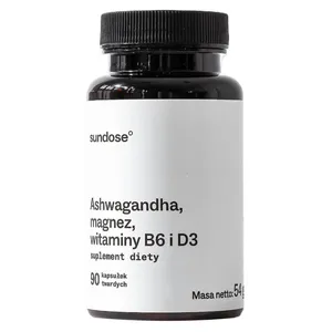 SUNDOSE Ashwagandha, magnez, witaminy B6 i D3, 90 kapsułek
