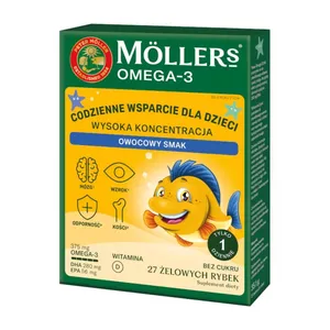 Mollers Omega 3 Rybki Wysoka Koncentracja, smak owocowy, 27 żelek