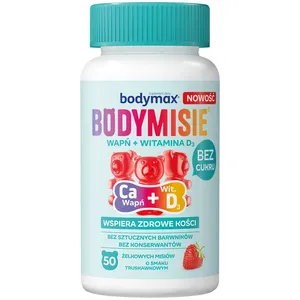 Bodymax Bodymisie, Wapń + Witamina D3, smak truskawkowy, 50 żelków (Data ważności: 31.12.2026)