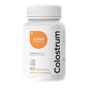Colostrum, Junior cukierki o smaku mleczno-truskawkowym, 80 sztuk
