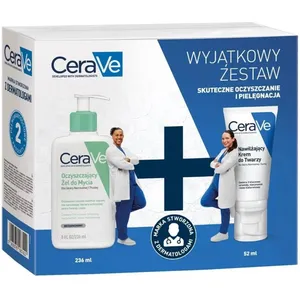 Zestaw CeraVe Face Care - żel oczyszczający do mycia, 236 ml + nawilżający krem do twarzy, 52 ml