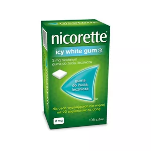Nicorette Icy White Gum 4 mg, guma do żucia, lecznicza, 105 sztuk