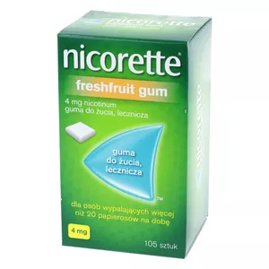 Nicorette Freshfruit Gum 4 mg, guma do żucia, lecznicza, 105 sztuk
