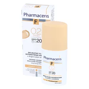 Pharmaceris F SAND 02 - delikatny fluid intensywnie kryjący z SPF 20, 30 ml
