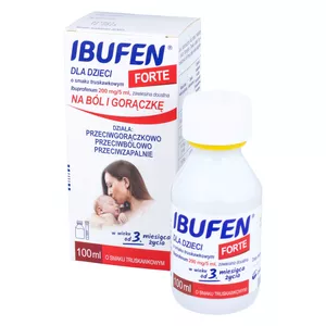 Ibufen dla dzieci Forte 200 mg/5 ml, zawiesina doustna, smak truskawkowy, 100 ml
