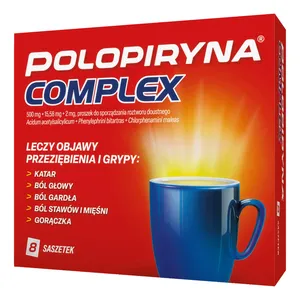 Polopiryna Complex 500 mg + 15,58 mg + 2 mg, proszek, 8 saszetek