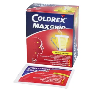 Coldrex MaxGrip 1000 mg + 10 mg + 40 mg, smak cytrynowy, 10 saszetek