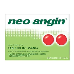 Neo-Angin 1,2 mg + 0,6 mg + 5,9 mg, 36 tabletek do ssania