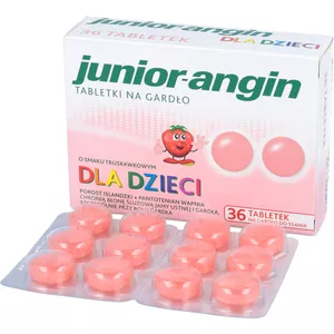 junior-angin - tabletki na gardło do ssania o smaku truskawkowym, 36 tabletek