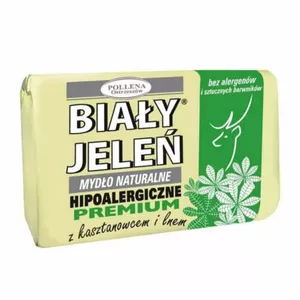 BIAŁY JELEŃ PREMIUM - hipoalergiczne mydło naturalne z kasztanowcem i lnem, 100 g