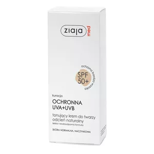 ziaja med - kuracja ochronna SPF 50+, tonujący krem do twarzy, odcień naturalny, 50 ml