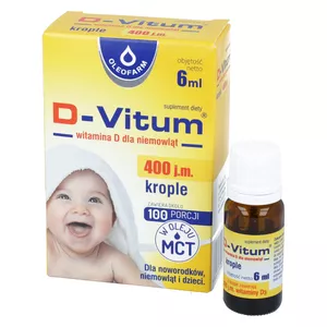 D-Vitum 400 j.m. - witamina D dla niemowląt, krople, 6 ml