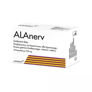 ALAnerv - suplementacja kwasu alfa-liponowy oraz gamma-linolenowego, 30 kapsułek