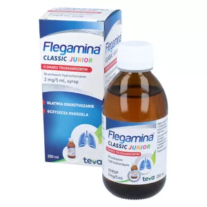 Flegamina Classic Junior 2 mg/5 ml, syrop, smak truskawkowy, 200 ml