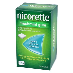 Nicorette Freshmint Gum 2 mg, guma do żucia, lecznicza, 105 sztuk