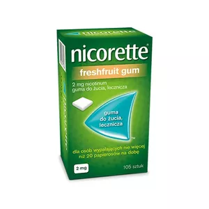 Nicorette Freshfruit Gum 2 mg, guma do żucia, lecznicza, 105 sztuk