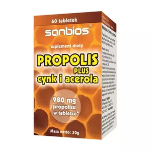 Sanbios Propolis plus, cynk i acerola, 60 tabletek