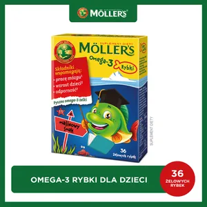 Mollers Omega-3 Rybki, smak malinowy, 36 żelowych rybek