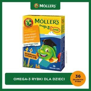 Mollers Omega-3 Rybki, smak pomarańczowo-cytrynowy, 36 żelowych rybek