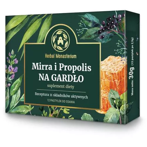 Herbal Monasterium Mirra i propolis, 12 pastylki do ssania