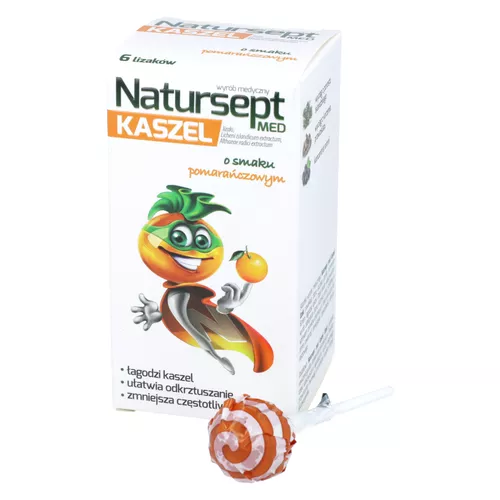 Natursept Med kaszel - lizaki o smaku pomarańczowym, 6 sztuk