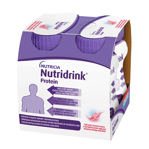 Nutridrink Protein - rześki smak czerwonych owoców, płyn, 4 x 125 ml